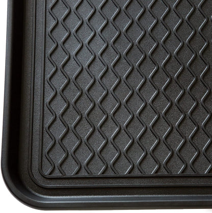 Stalwart 75-ST6012 All Weather Boot Tray-Water Resistant Plastic Utility Shoe Mat for Indoor and Outdoor Use in All Seasons (Black), Large