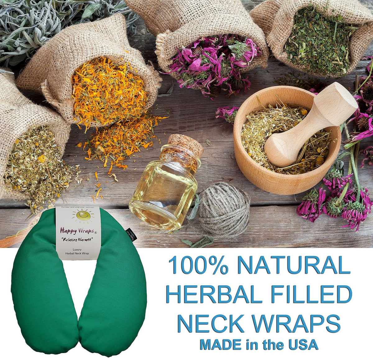 Microwavable Herbal Neck Wrap - Hot Cold Aromatherapy Neck Warming Pillow - Heating Pad for Migraines, Stress, Gifts for Women, Birthdays, Christmas and Free Sleep Mask - Purple Cotton