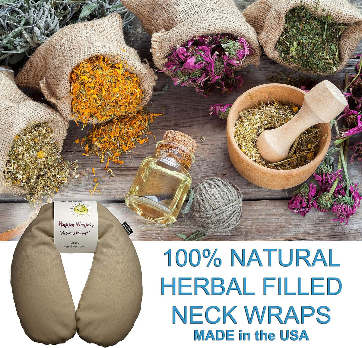 Microwavable Herbal Neck Wrap - Hot Cold Aromatherapy Neck Warming Pillow - Heating Pad for Migraines, Stress, Gifts for Women, Birthdays, Christmas and Free Sleep Mask - Purple Cotton