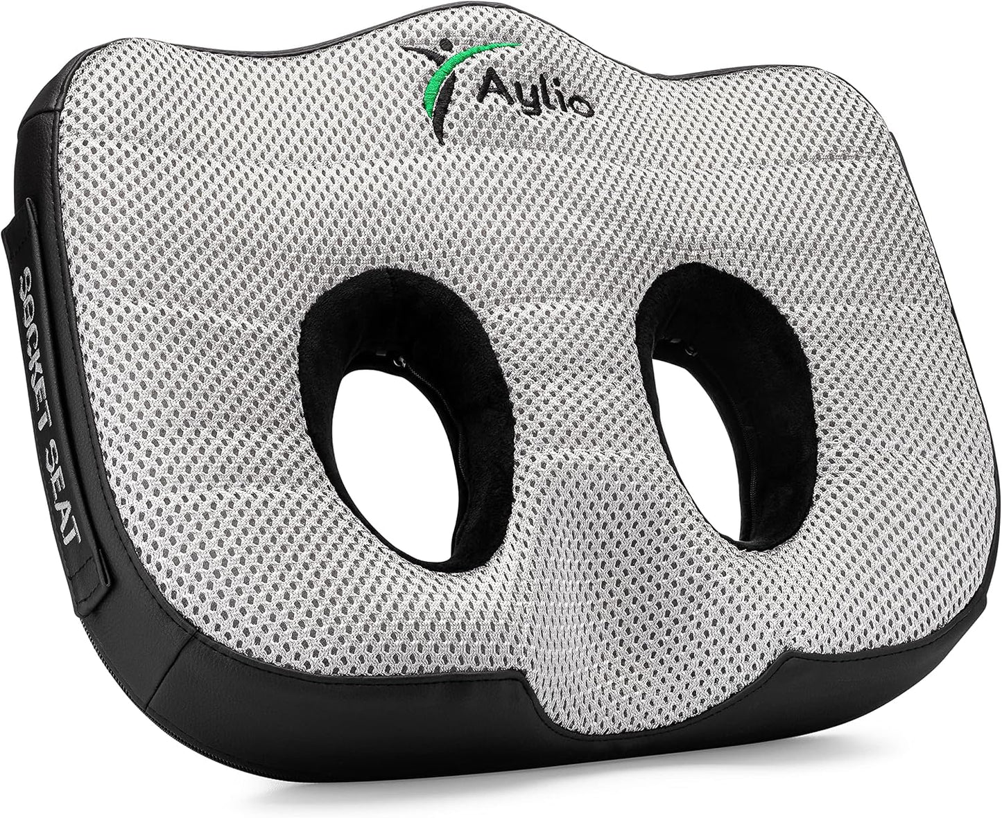 Aylio Socket Seat Cushion for Sit Bone, Ischial Tuberosity & Tailbone Pressure Relief – Ischial Bursitis, Hamstring & Piriformis Support – Firm Memory Foam Seat Cushion for Office Chair & Car