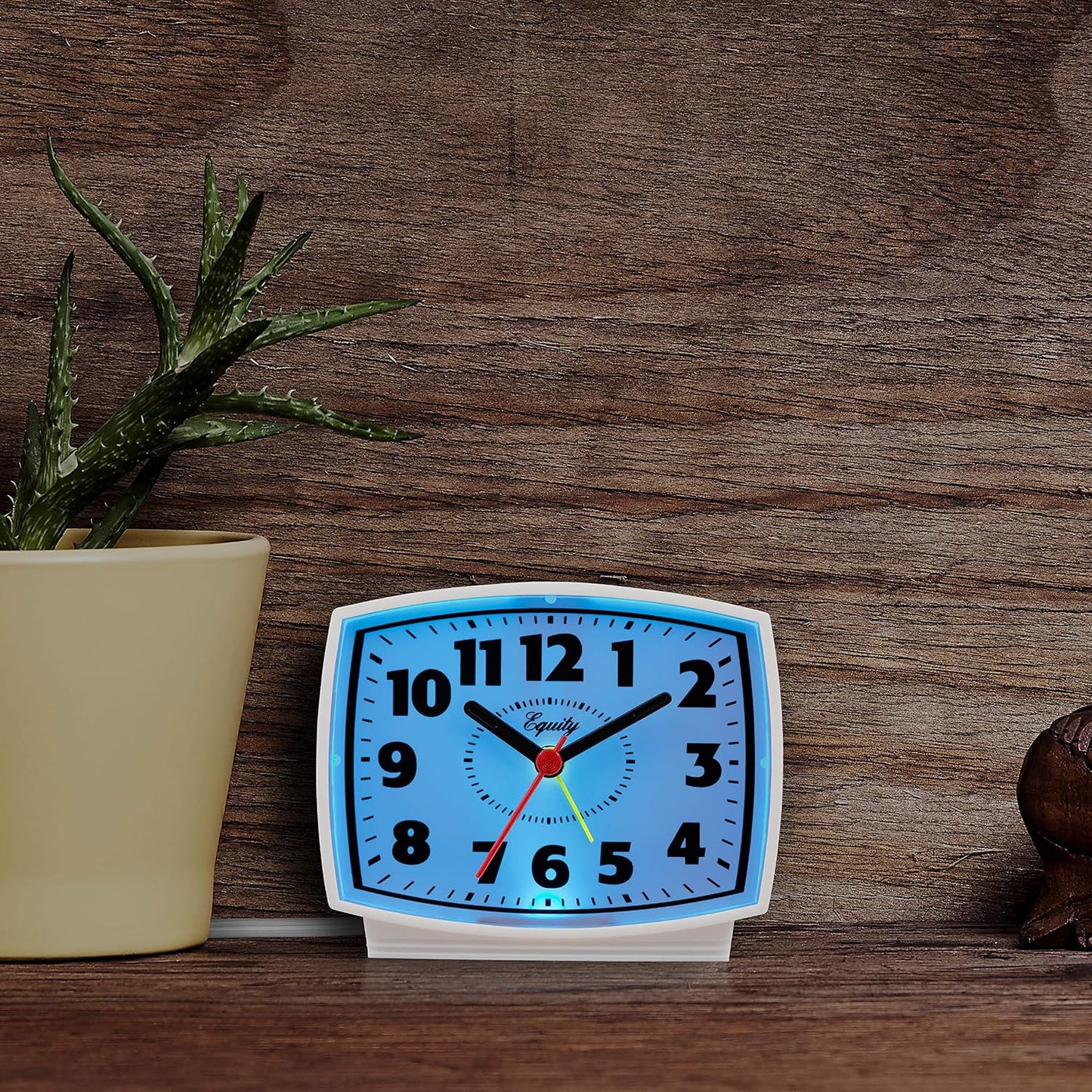 Equity by La Crosse 33100 Electric Silent Analog Alarm Clock with Lighted Dial, White (Pack of 2)
