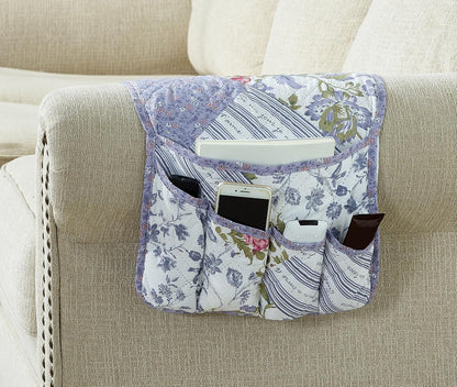 Brilliant Sunshine Burgundy Toile Floral Couch Armrest Cover, 35"×13" | Washable Magazine Holder, Armrest Organizer & Caddy on Sofa, Recliner, Armchair, Storage for Remote Controls, Phone, iPad