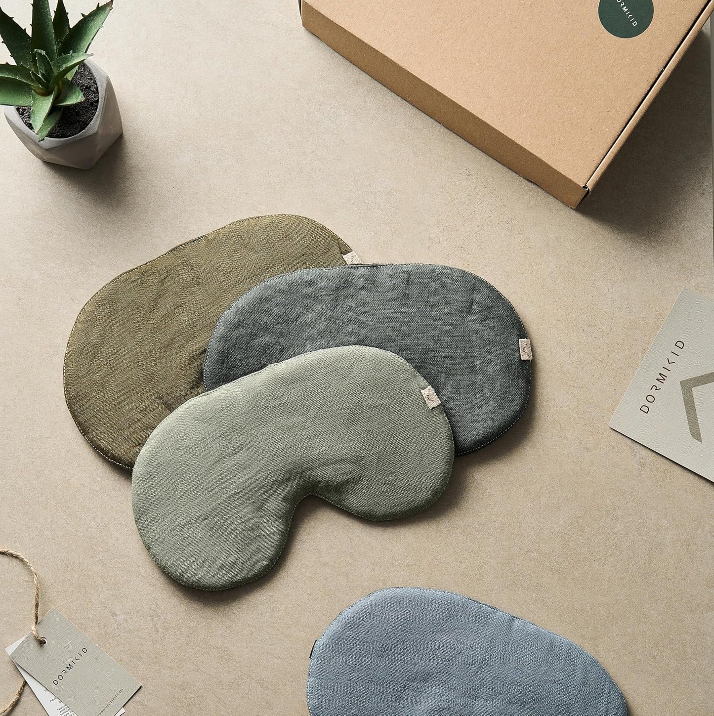 2-Pack Linen Eye Sleep Mask Oversized for Sleeping • Organic Oeko-TEX Standard • Blackout Eye Shade Cover • Adjustable Strap • Breathable Travel Meditation Essential •Gift idea Woman Man (Sage+Natur)