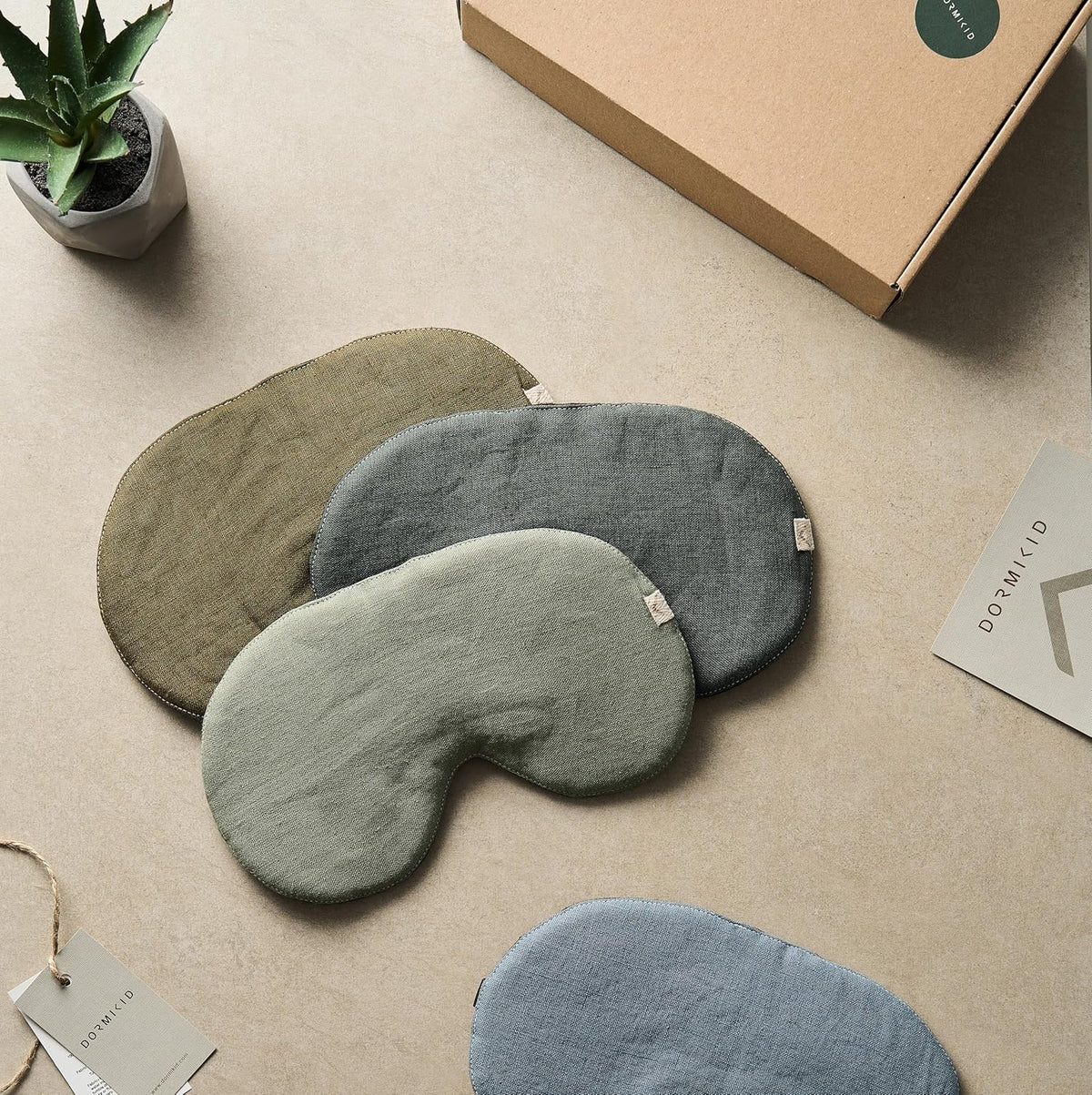 2-Pack Linen Eye Sleep Mask, Organic Blackout, Oversize Shape Cover