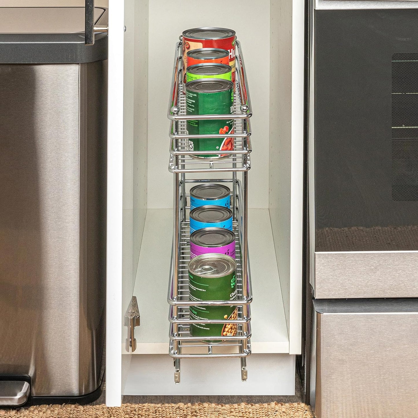 Household Essentials Glidez Multipurpose Chrome-Plated Steel Pull-Out/Slide-Out Storage Organizer for Cookware and Bakeware - 2-Tier Design - Fits Standard Size Cabinet or Shelf, Chrome