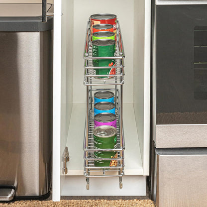 Household Essentials Glidez Multipurpose Chrome-Plated Steel Pull-Out/Slide-Out Storage Organizer for Cookware and Bakeware - 2-Tier Design - Fits Standard Size Cabinet or Shelf, Chrome