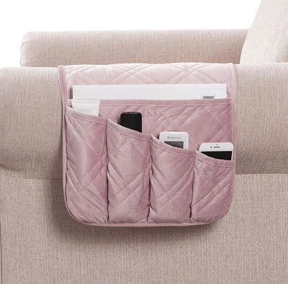 Brilliant Sunshine Burgundy Toile Floral Couch Armrest Cover, 35"×13" | Washable Magazine Holder, Armrest Organizer & Caddy on Sofa, Recliner, Armchair, Storage for Remote Controls, Phone, iPad