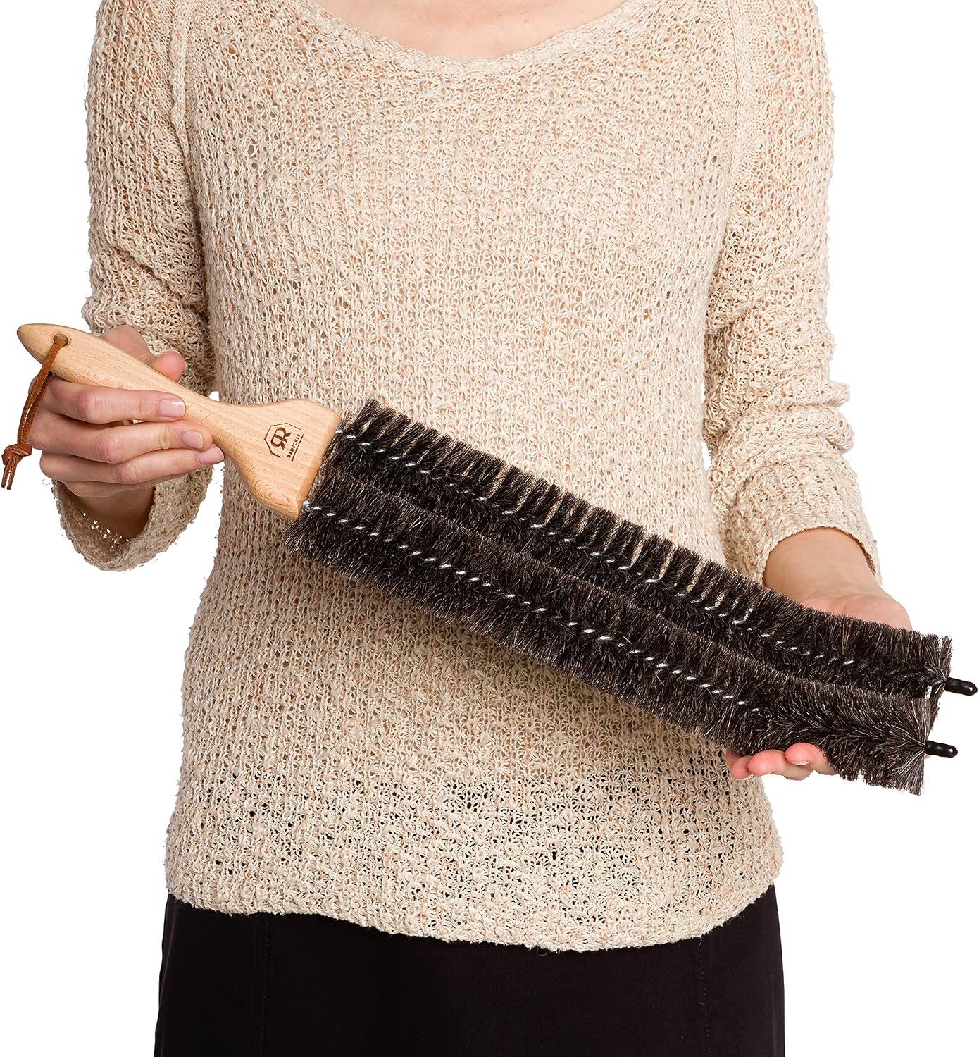 Redecker Natural Pig Bristle Radiator Brush with Oiled Beechwood Handle, 18-1/2-Inches