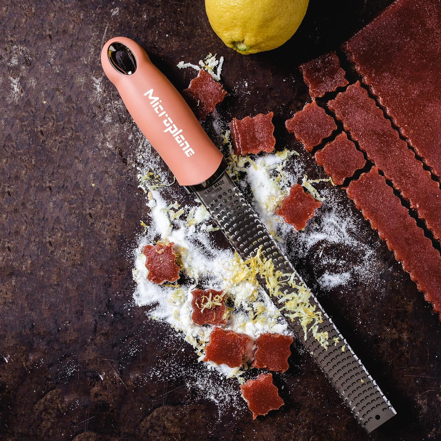 Premium Classic Series Zester - Lipstick Pink | Lemon Zester tool, Hard Cheese & Vegetable Grater | For Citrus, Parmesan Cheese, Garlic, Ginger, Nutmeg | Fine Stainless Steel Blade, Made in USA
