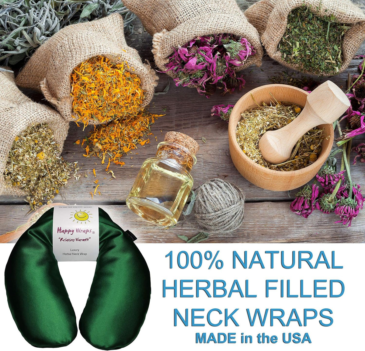 Microwavable Herbal Neck Wrap - Hot Cold Aromatherapy Neck Warming Pillow - Heating Pad for Migraines, Stress, Gifts for Women, Birthdays, Christmas and Free Sleep Mask - Purple Cotton
