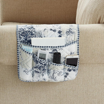 Brilliant Sunshine Burgundy Toile Floral Couch Armrest Cover, 35"×13" | Washable Magazine Holder, Armrest Organizer & Caddy on Sofa, Recliner, Armchair, Storage for Remote Controls, Phone, iPad